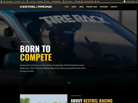 Kestrel Racing team website homepage