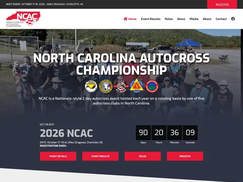 NC Autocross Championship event website homepage